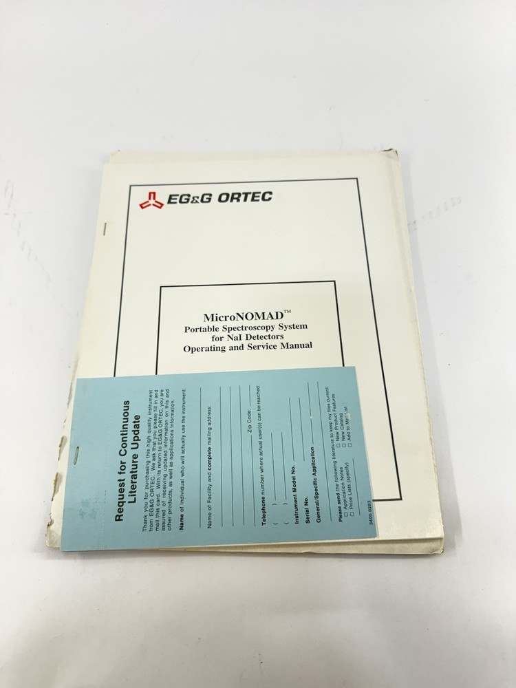 New EG&G Ortec NOMAD MicroNomad MCA Multi-Channel Analyzer Software Cords Manual