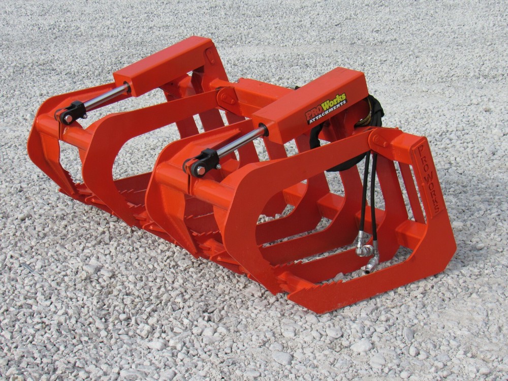 60" Root Grapple Grease and 48" Long Pallet Forks Attachment Combo Quick Attach