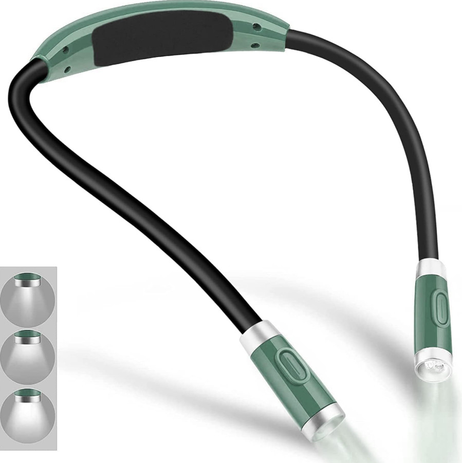 Rechargeable 4 LED Neck Reading Light Adjustable Brightness & Bendable Arms, USA