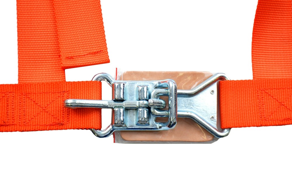 THREE POINT SEAT BELT RACE HARNESS 2" LATCH & LINK PULL UP FLOOR MOUNT ORANGE