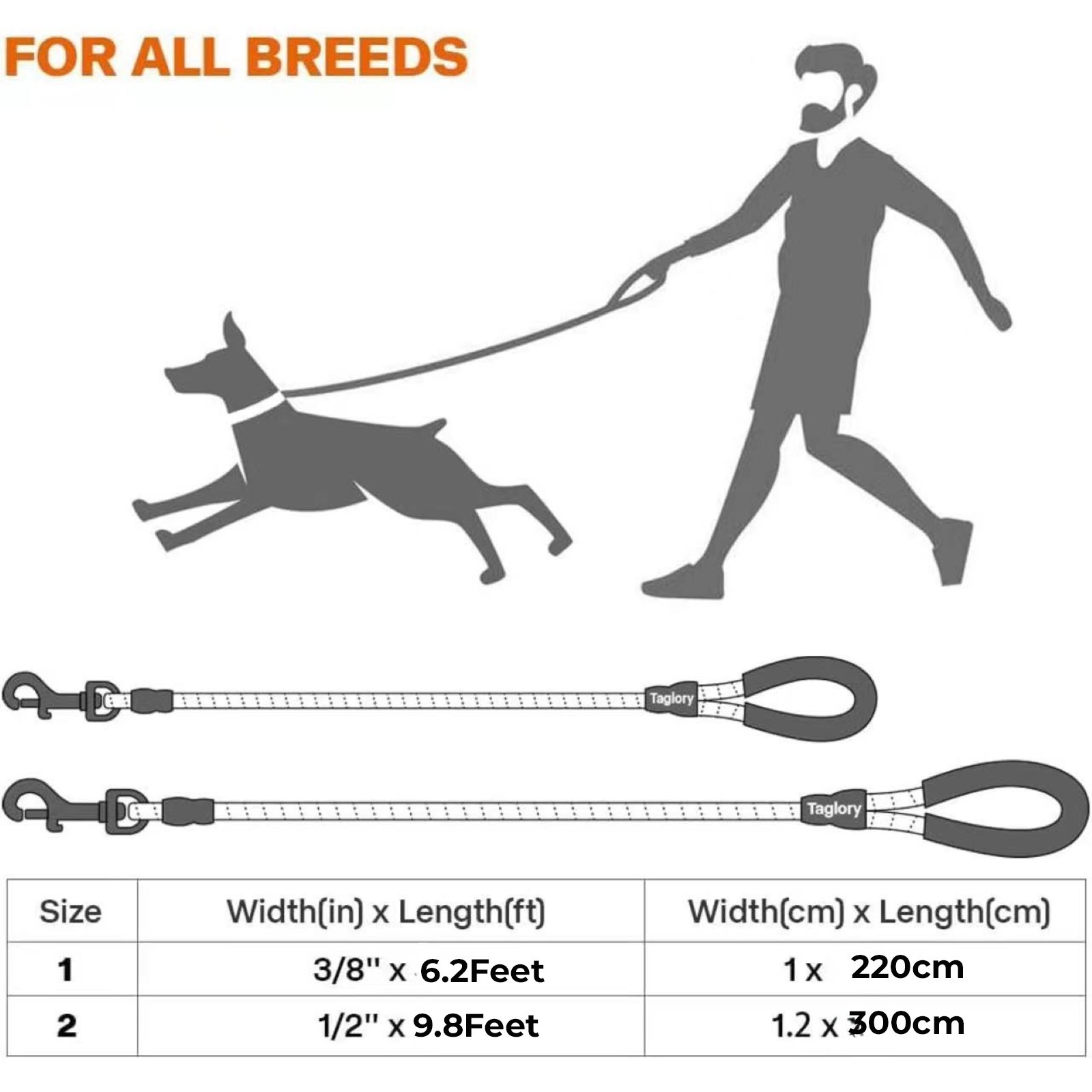Heavy Duty Reflctive Dog Leash 9.8Ft for Large Medium Dogs Rope Walking Leash