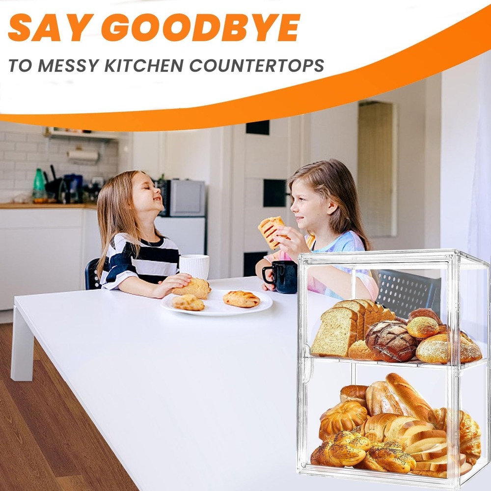 Bread Box,Large Bread Boxs for Kitchen Countertop - 4 Layers Adjustable Bread...