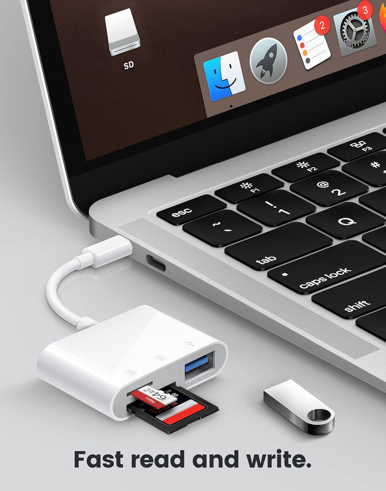 USB-C SD Card Reader Adapter for iPhone 15/16 iPad MacBook MicroSD Free Shipping