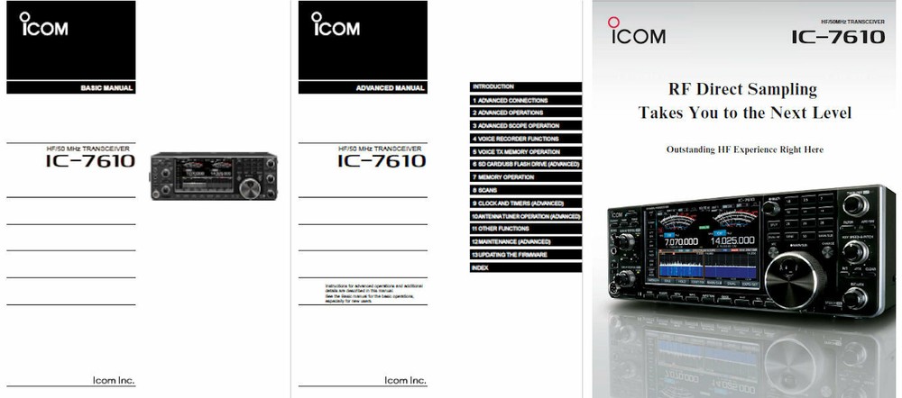 ICOM IC-7610 BASIC and ADVANCED INSTRUCTION MANUALS + COLOR BROCHURE