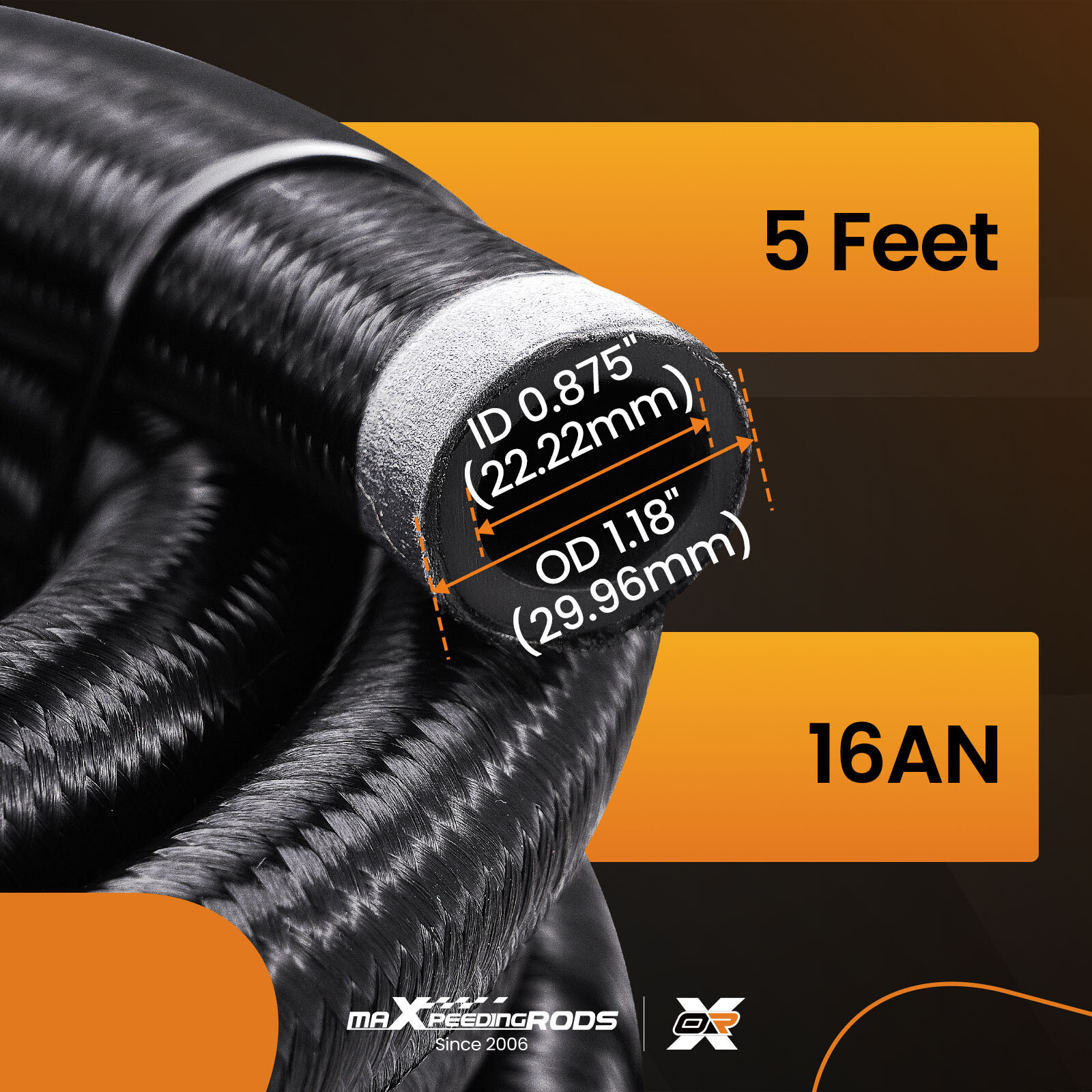 Black AN16 16AN AN-16 Hose Fuel line rubber Nylon braided fuel hoses 90° Safe