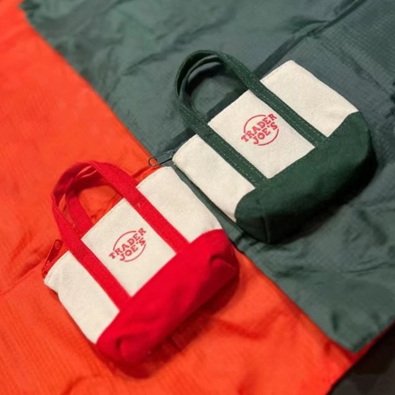 Set of 3 Trader Joe's Canvas Micro Tote With Storage Bag 2025 Christmas Limited