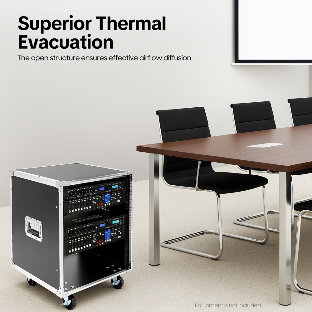 12U Cabinet Rolling Network Rack Audio Studio Video Telecom Equipment Rack