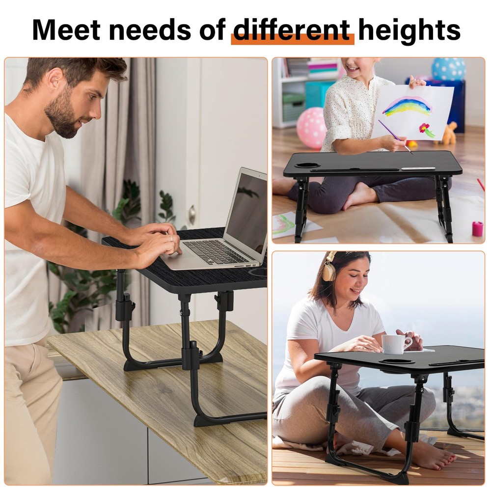 Laptop Desk for Bed Height Adjustable, Lap Bed Table with USB/Storage Drawer/...