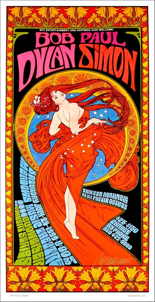 Bob Dylan Paul Simon Tour Poster The Meadows 1999 Hand - Signed by Bob Masse