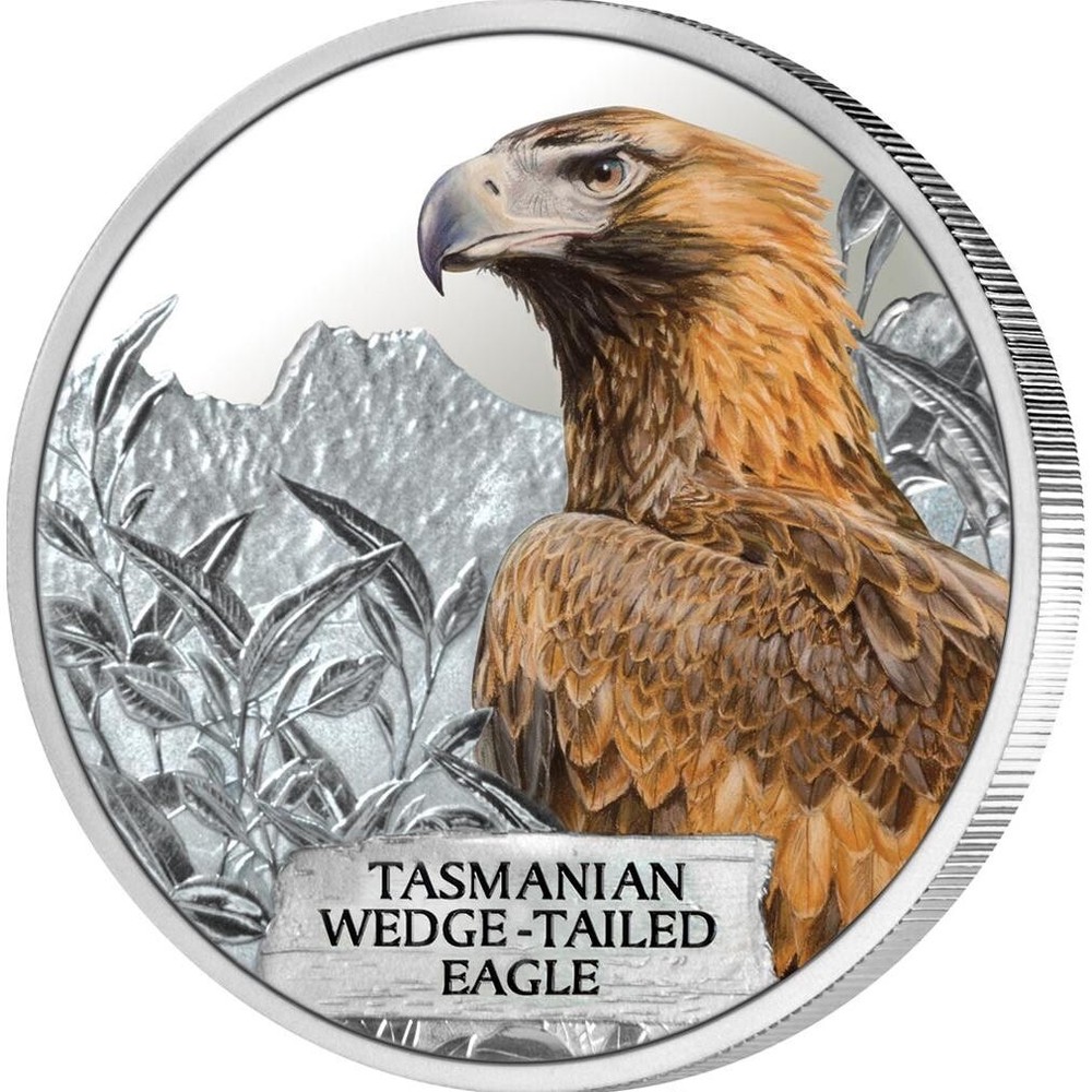 Tuvalu 2012 Tasmanian Eagle Silver Colored Coin Endangered & Extinct Perfect