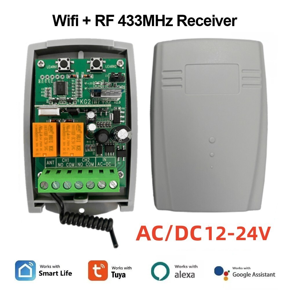 Tuya Wifi Smart Gate Remote Control Switch Garage Door Receiver 2CH Relay Module