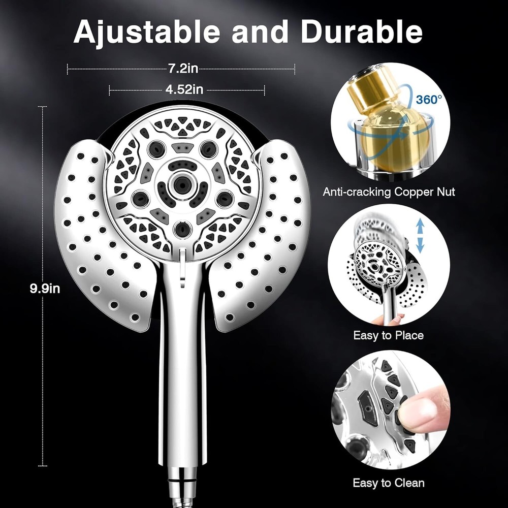 Modern 10-Setting Rainfall Shower Head & Handheld Combo for Spa-Like Experience