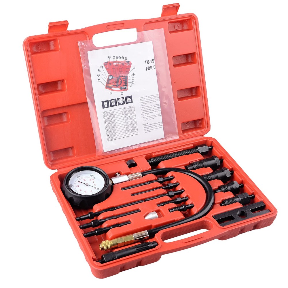 17 pc Diesel Engine Compression Tester Kit Tool Set Automotive Compressor