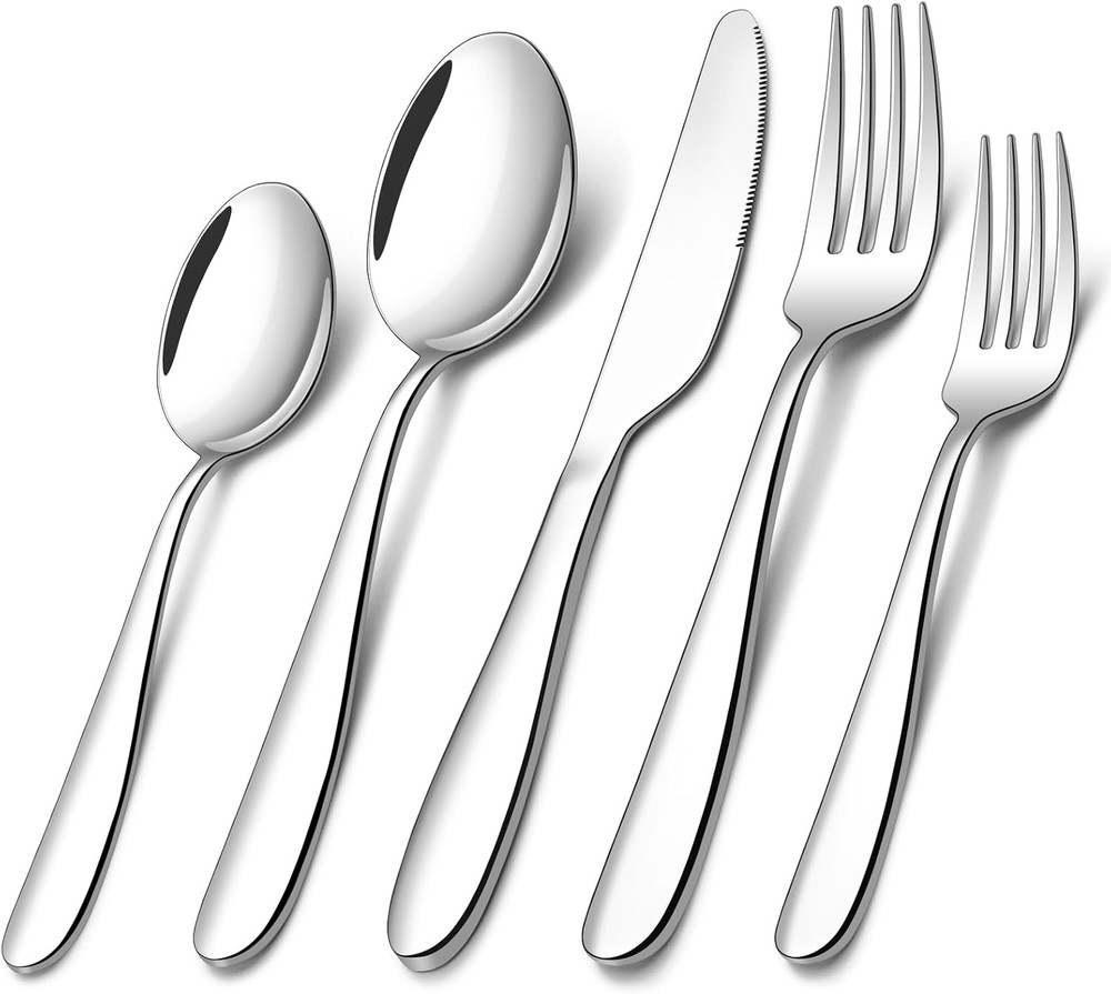 40 Piece Silverware Set for 8, Stainless Steel Flatware, Kitchen Utensils