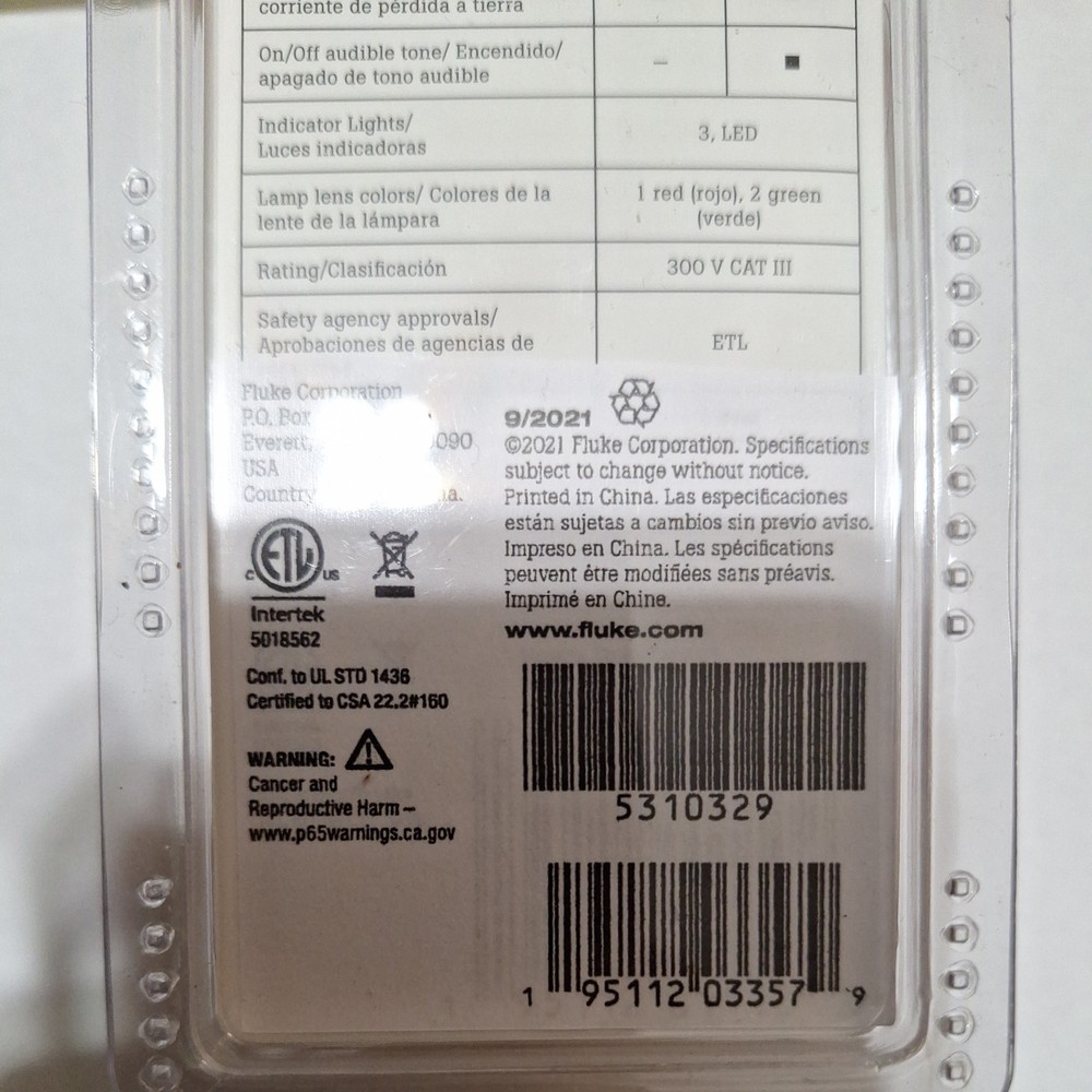 Fluke ST120 GFCI Socket Tester Without Beeper