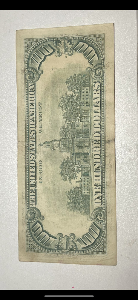 $100 bill 1990 with error/ misalignment