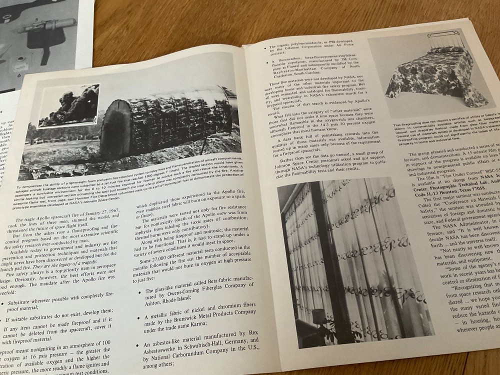 1970’S NASA SPACE CENTRE FACTS SHEET, ‘FIRE UNDER CONTROL’;