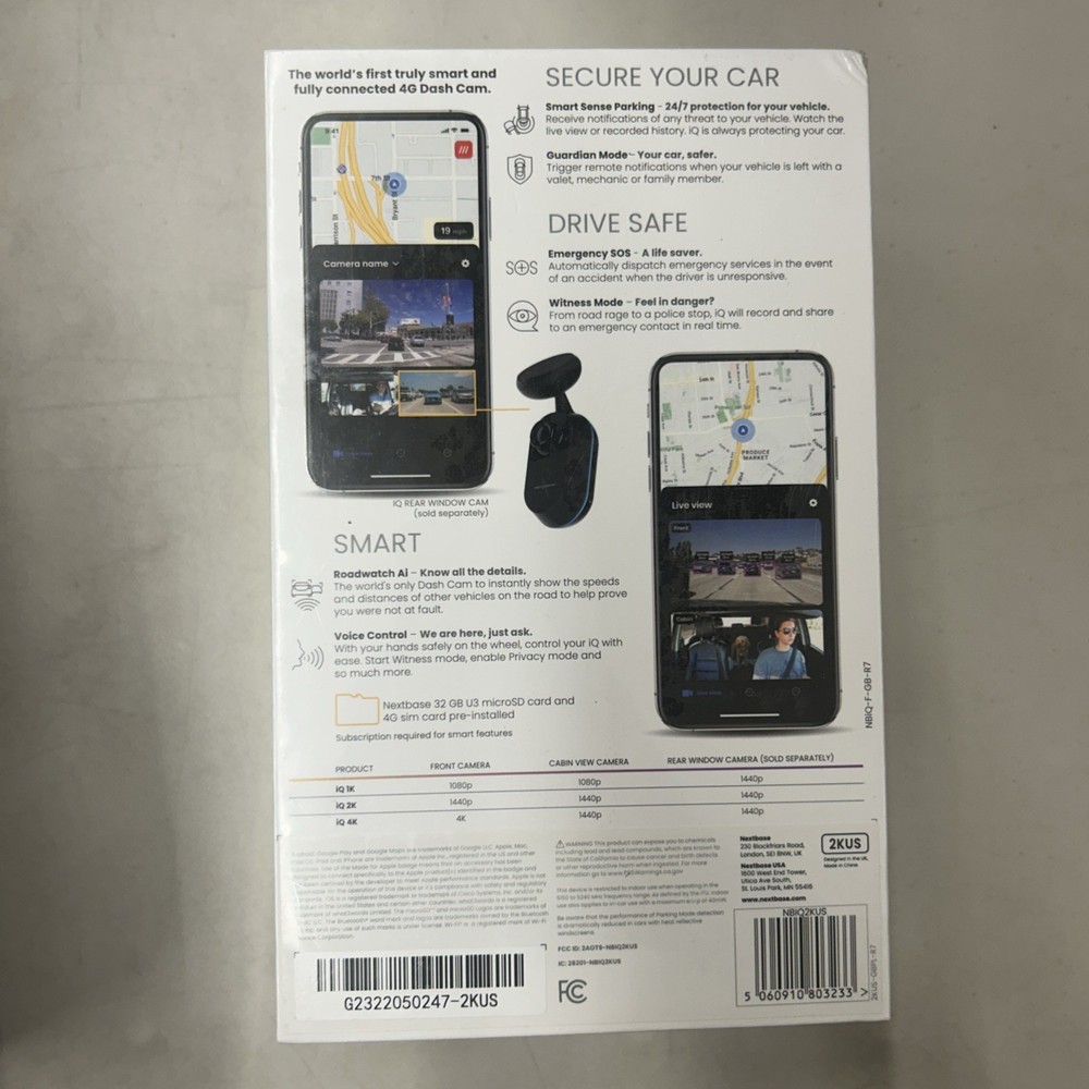 Nextbase iQ 2K Smart Dash Cam Front Cabin 1440 - NEW