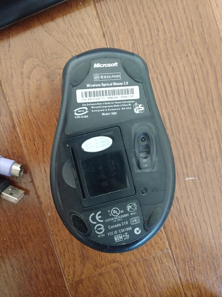 Microsoft Wireless Keyboard Multimedia Optical Desktop Mouse 1008 USB PS2 Tested