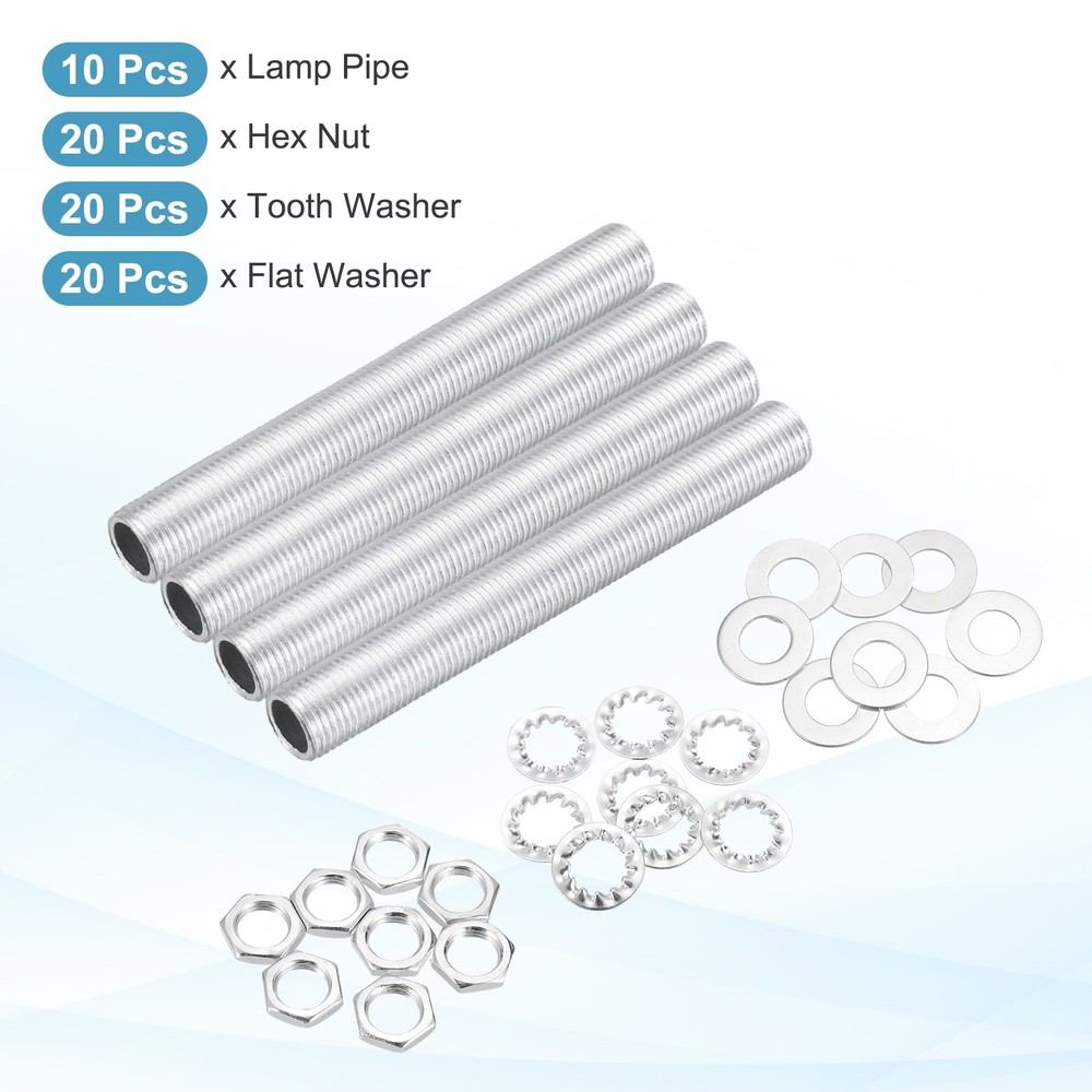 70Pcs 3" Lamp Pipe Kit with Nuts Washers 1/8IP Thread Fasteners Assortment