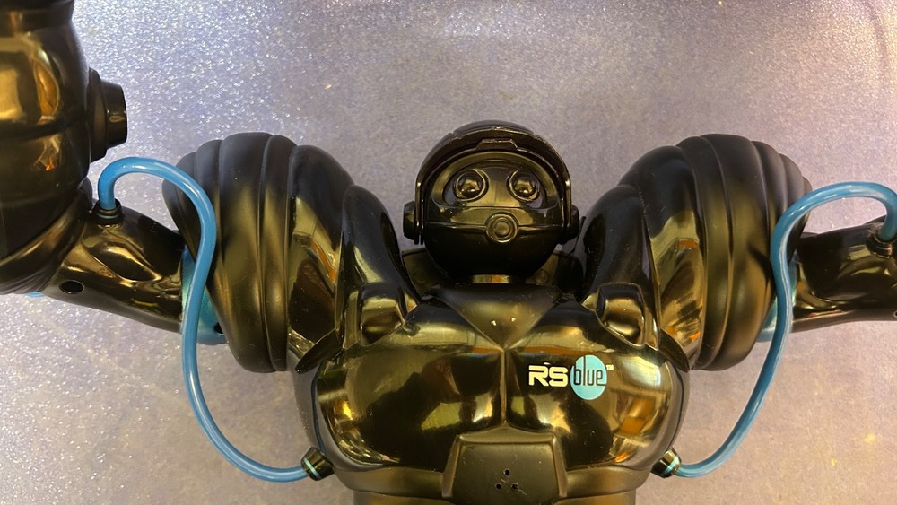WowWee Black Robosapien RS Blue Interactive Robot Powers On (but no remote) FL