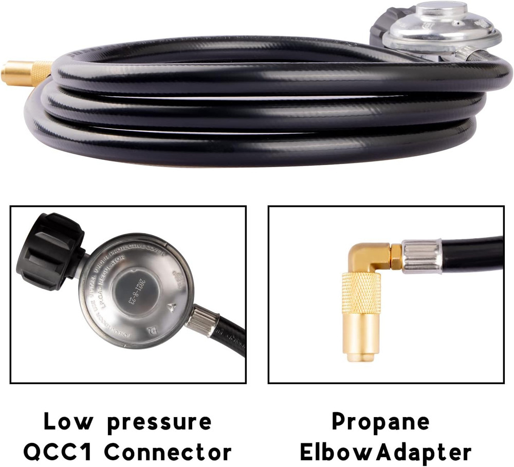 6Ft Propane Regulator Hose with Elbow Adapter for 17" & 22" Griddles