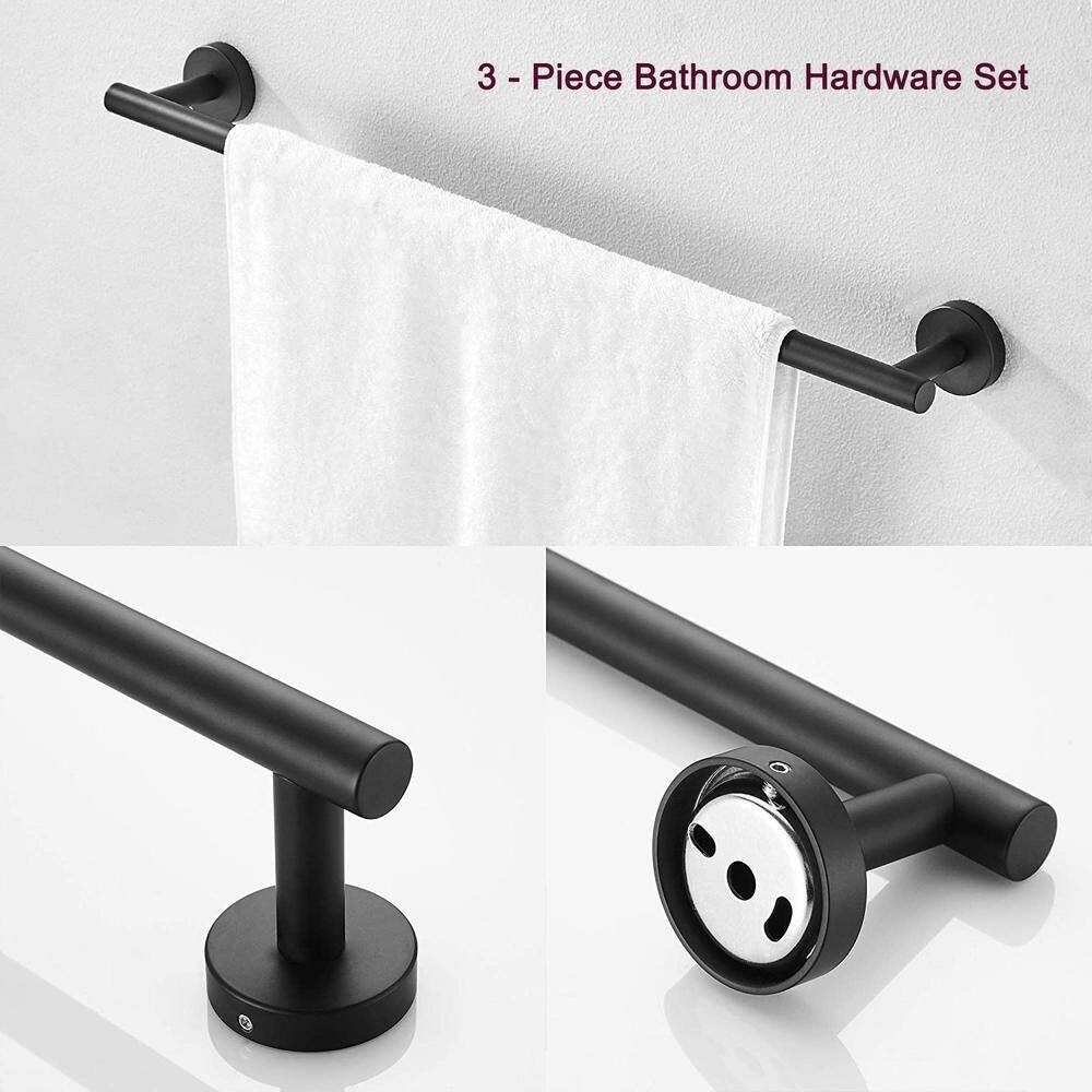 3-Pieces Bathroom Hardware Set in Matte Black