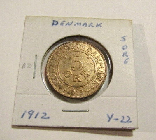 Denmark 1912 5 Ore Bronze Coin