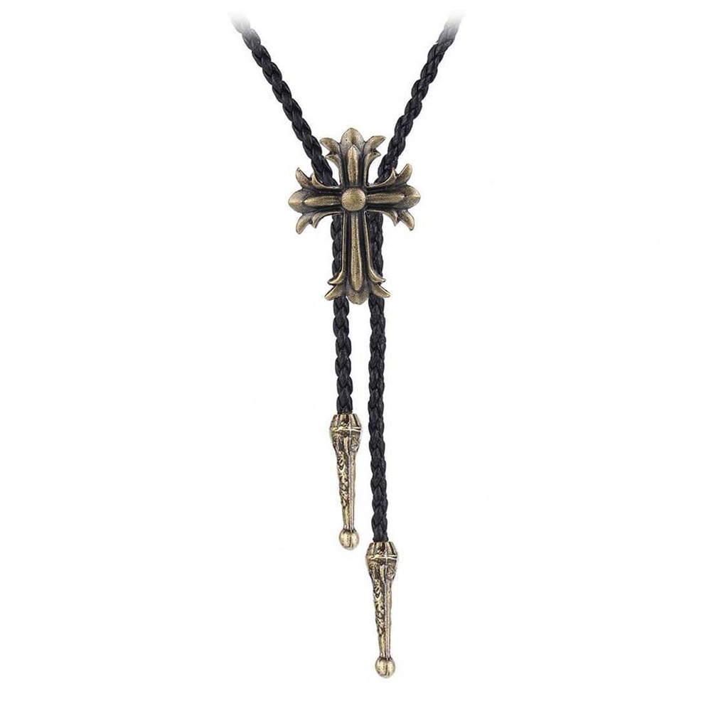 BRBAM Round Cross Bolo Tie Exquisite Shield Multi-Colored Necktie Men