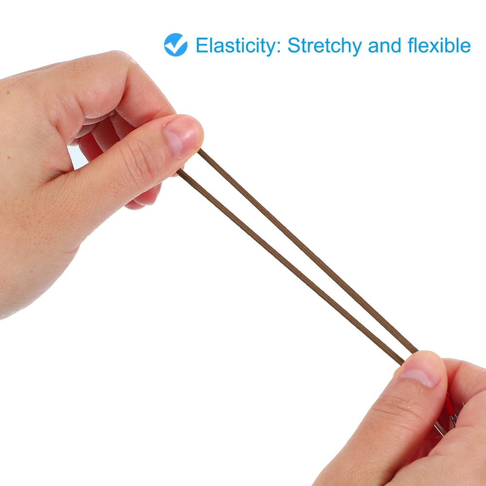50 Pcs 6 Inch Elastic Barbed Cord 2 mm Loop Stretch Round String Brown