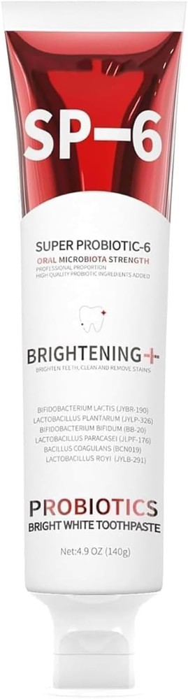 SP-6 Probiotic Whitening Toothpaste Enamel Safe Fluoride Free Fresh Mint 4.9oz
