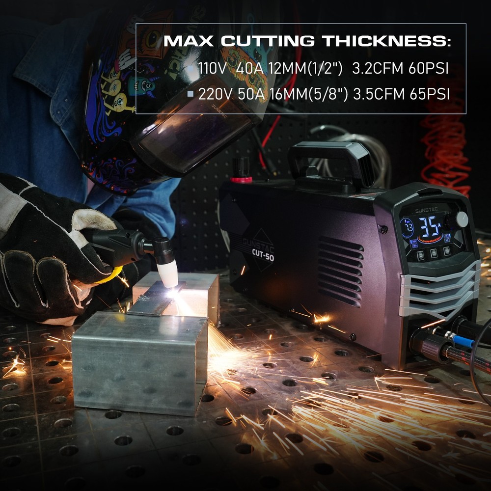 50A Plasma Cutter, Large LCD Display High Frequency Cutting Machine 110/220V