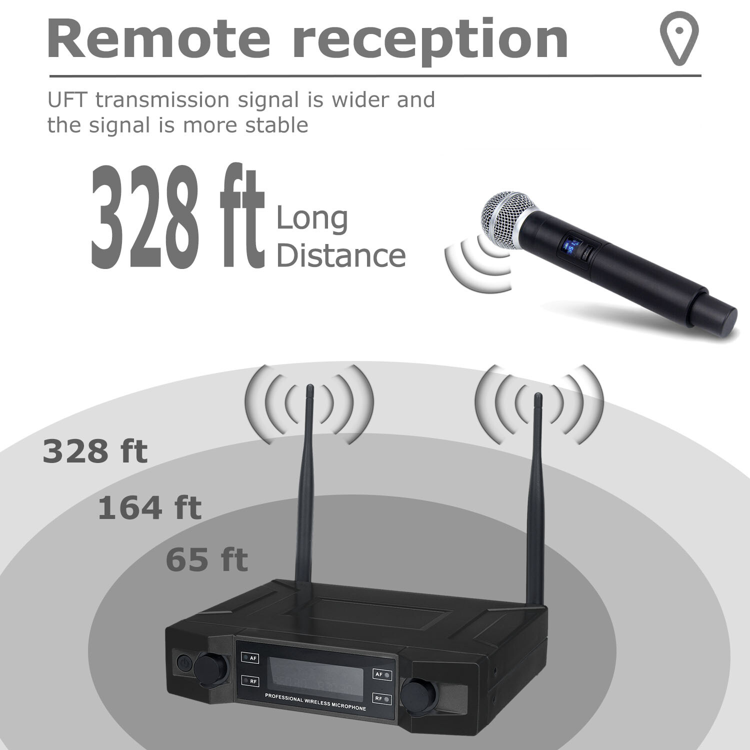 Professional 2 Channel UHF Wireless Dual Microphone Cordless Handheld Mic System