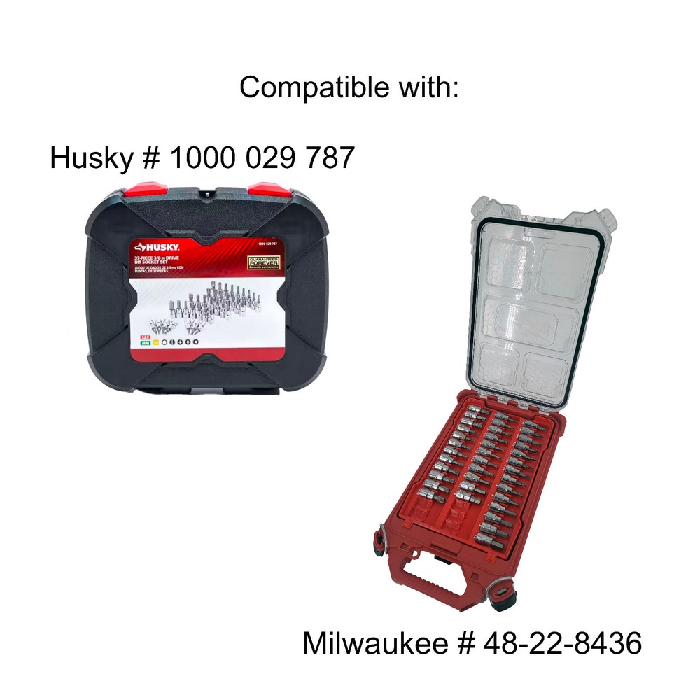 Milwaukee Packout LP Compact Compatible Husky 3/8" Bit Socket Set Tray