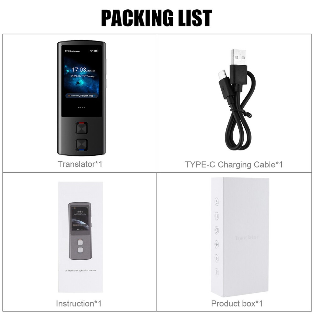 138 Language Offline Smart Translator Voice Wifi Translation Bluetooth + Camera