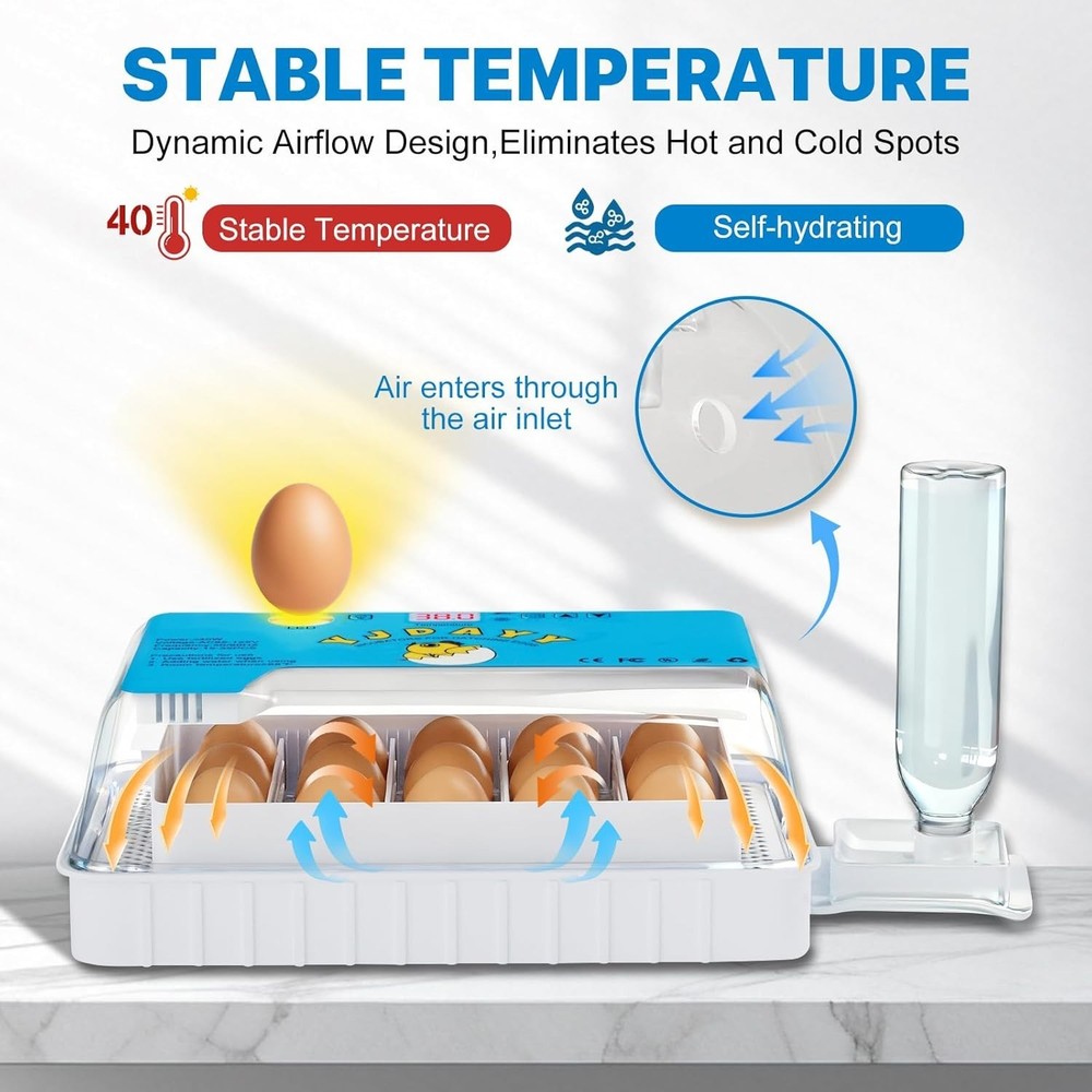 Eggs 15-35 Eggs Incubator with Automatic Egg Turning and Temperature Humidity...