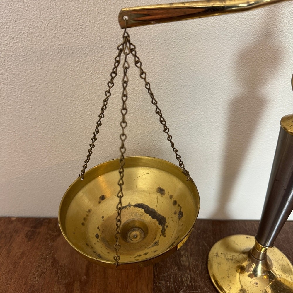 Vintage Antique? Solid Brass beam balance scale Distressed Decor only