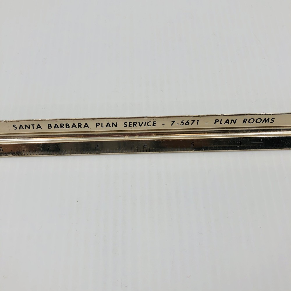 Advertising Metal 12" Triangular Architectural Ruler Santa Barbara Plan Service