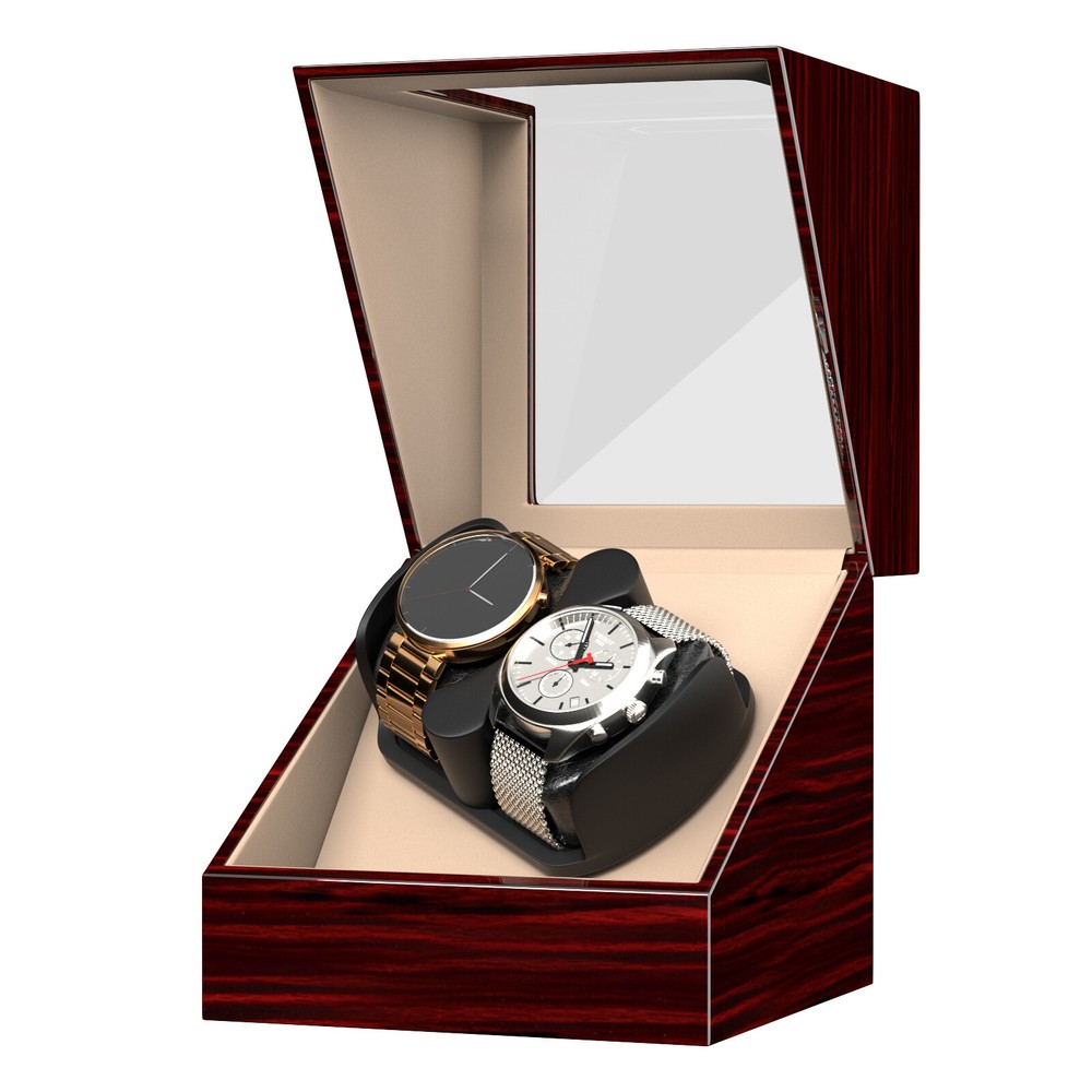 Automatic 2+0 Watch Winder Double Storage Display Case Box with Quiet Motors New
