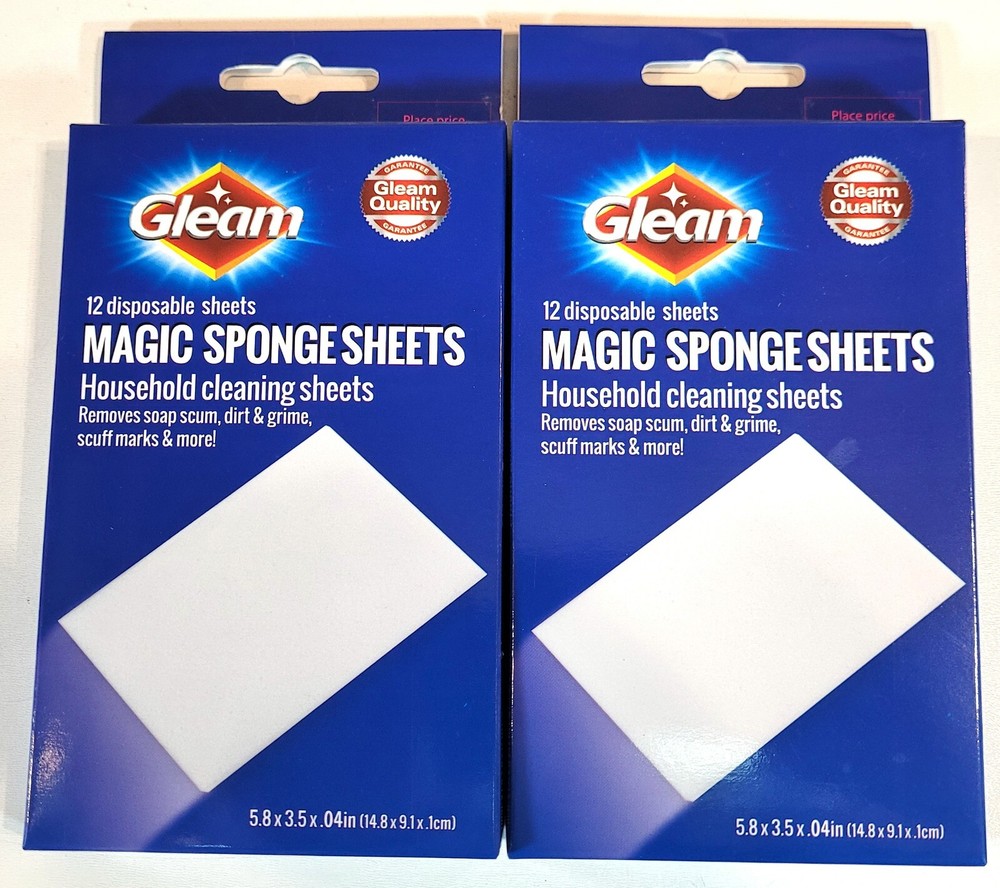 2 Boxes Of Gleam Disposable Magic Sponge Sheets (12 Sheets per Box)