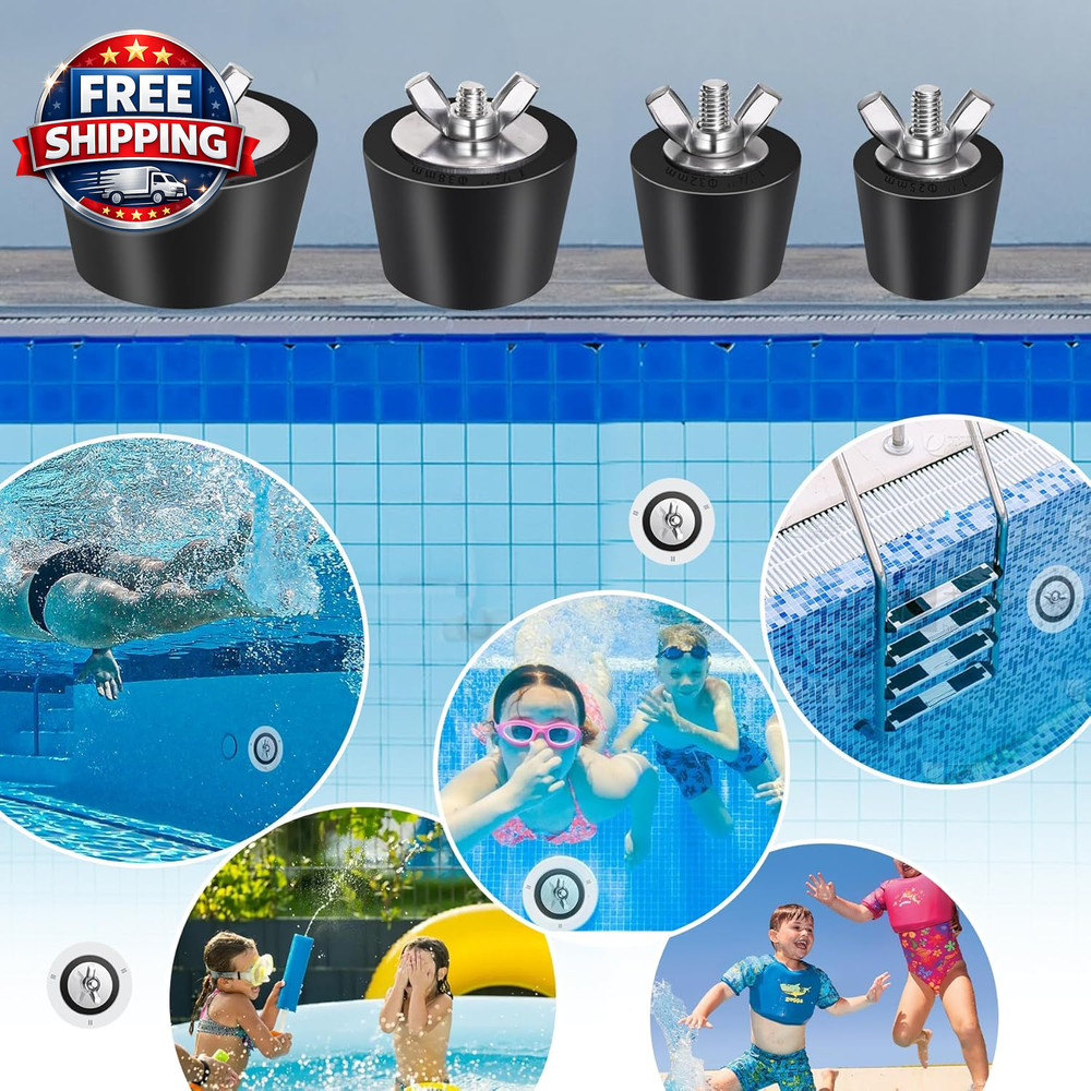 2 Pack Rubber Pool Winter Plugs with One T-Handle 1.5" – 2" Pool Winterizing Plu