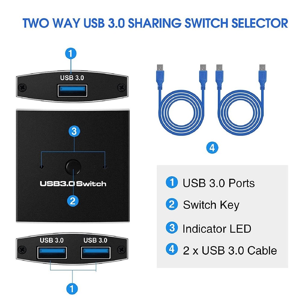USB3.0 Sharing Switch For Printer Keyboard Mouse Sharing Two-Way Switcher