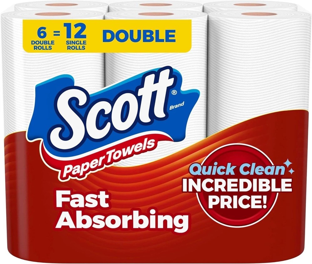 Paper Towels, Choose-A-Sheet, 6 Double Rolls = 12 Regular Rolls (108 Sheets per