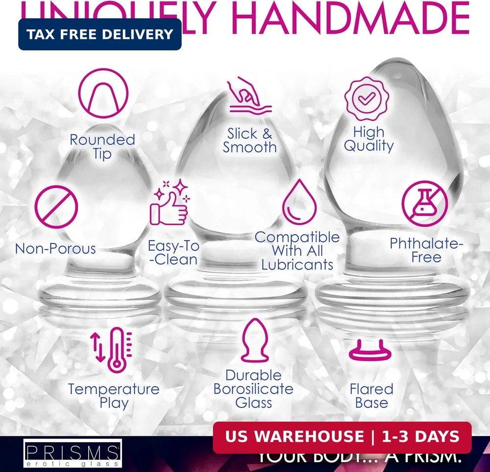 Triplets 3 Piece Glass Anal Plug Kit Clear