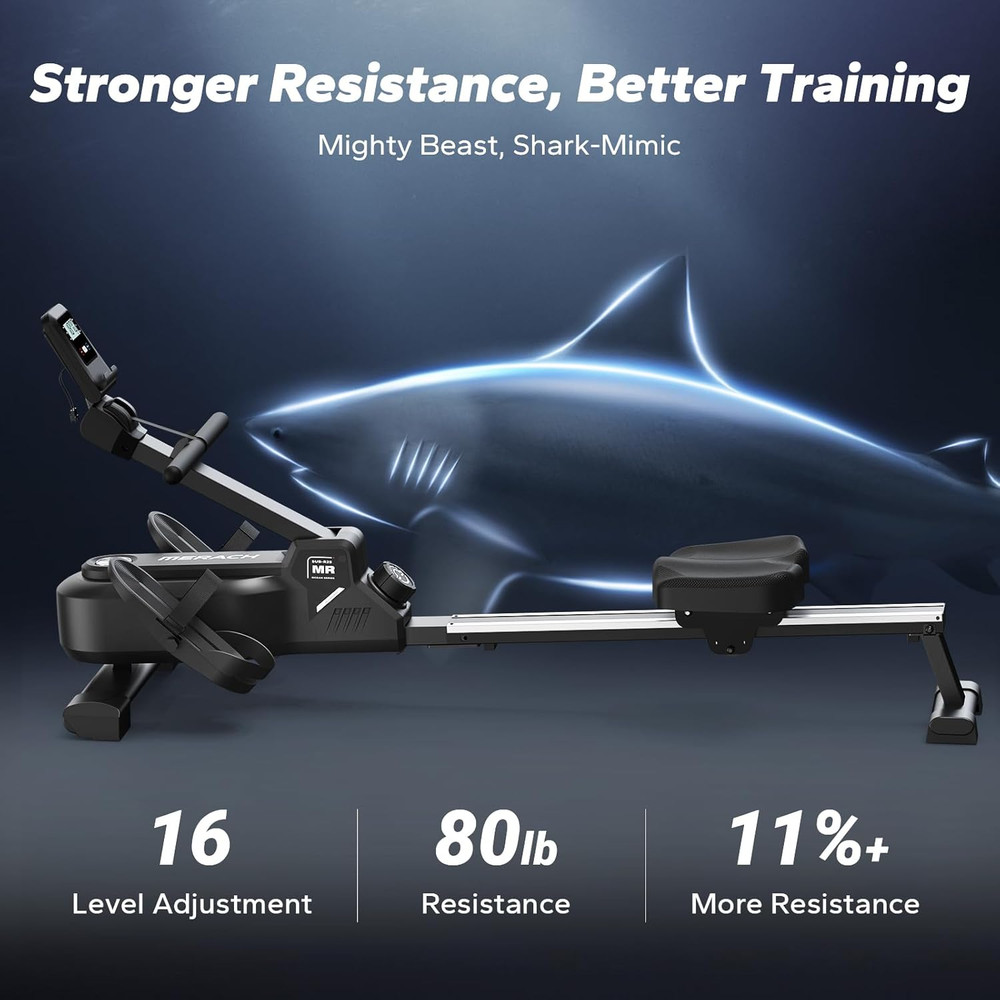 Foldable Rowing Machines for Home, Magnetic Rowing Machine with 16-Level, Compac