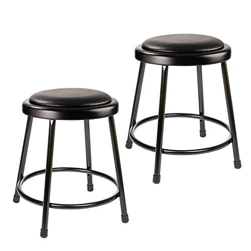 (2 Pack) Vinyl Padded Stool No Assembly Required 18" Black