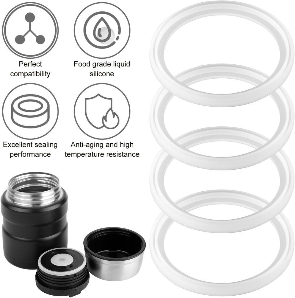 4pcs Replacement Rubber Gaskets Compatible for Thermos Stainless King