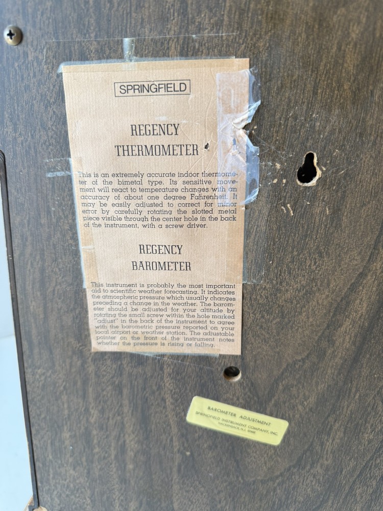 Vintage Springfield Barometer & Thermometer