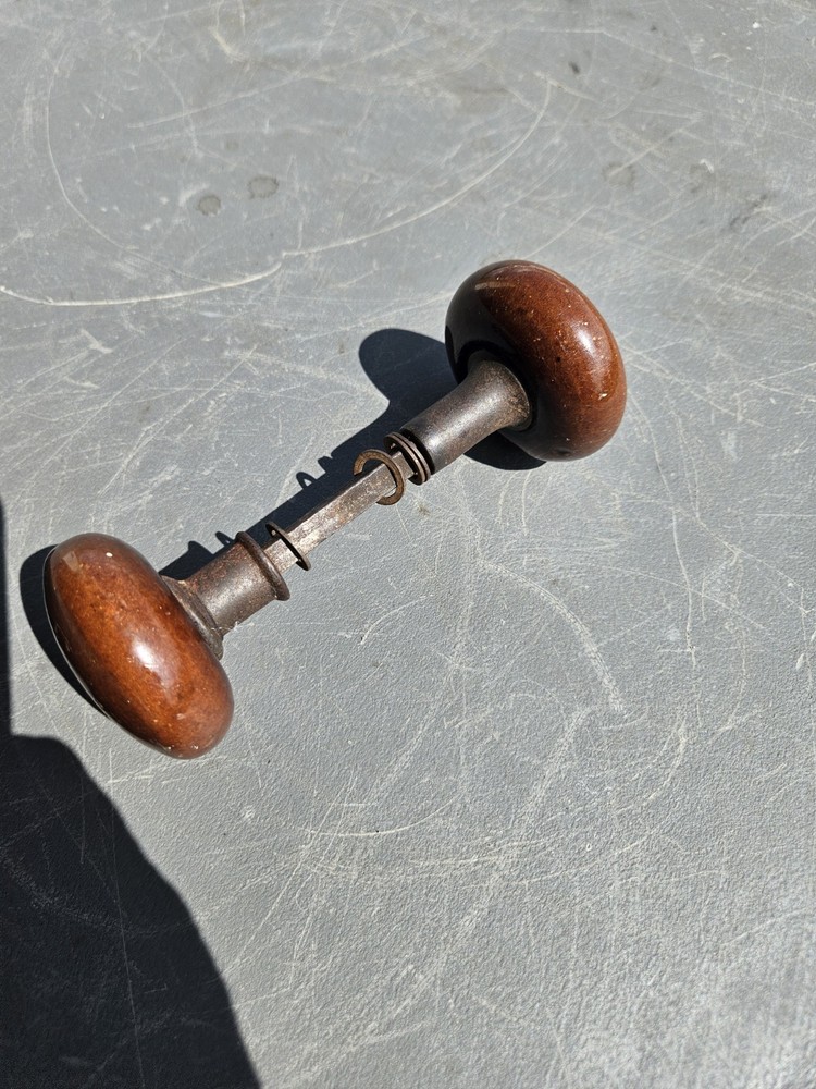 Antique Door Knobs & Shaft Brown Worn Good Stuff