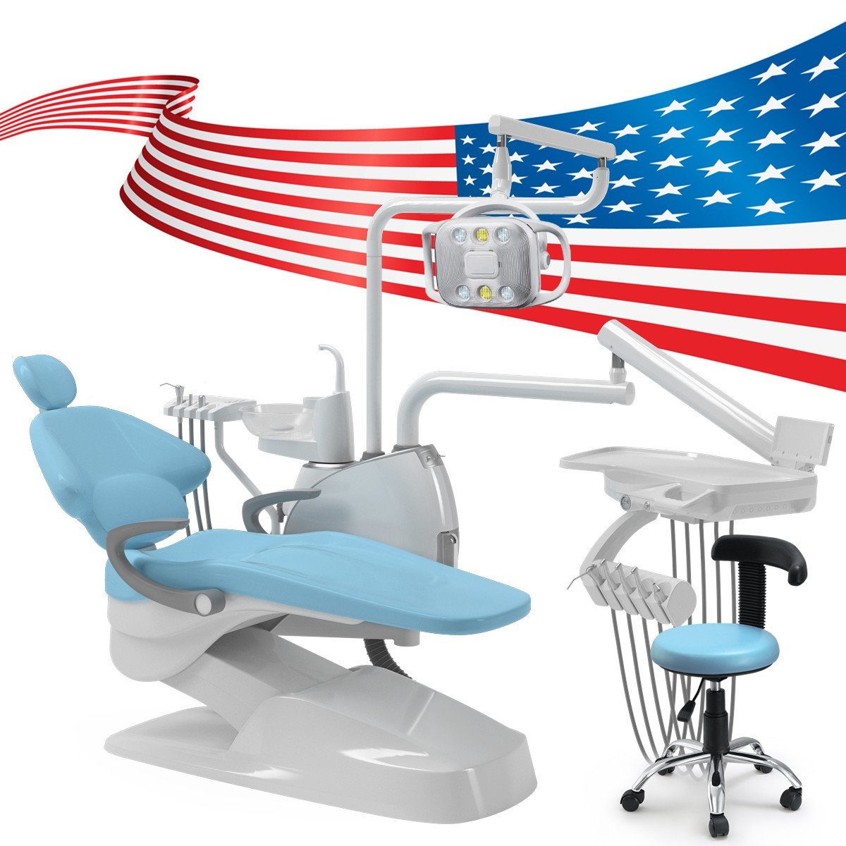 Dental Unit Chair DC Motor Computer Controlled PU Leather Integral Doctor Stool